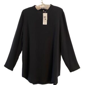 NWT Eileen Fisher Silk Georgette Crepe Mock Neck Top Size M